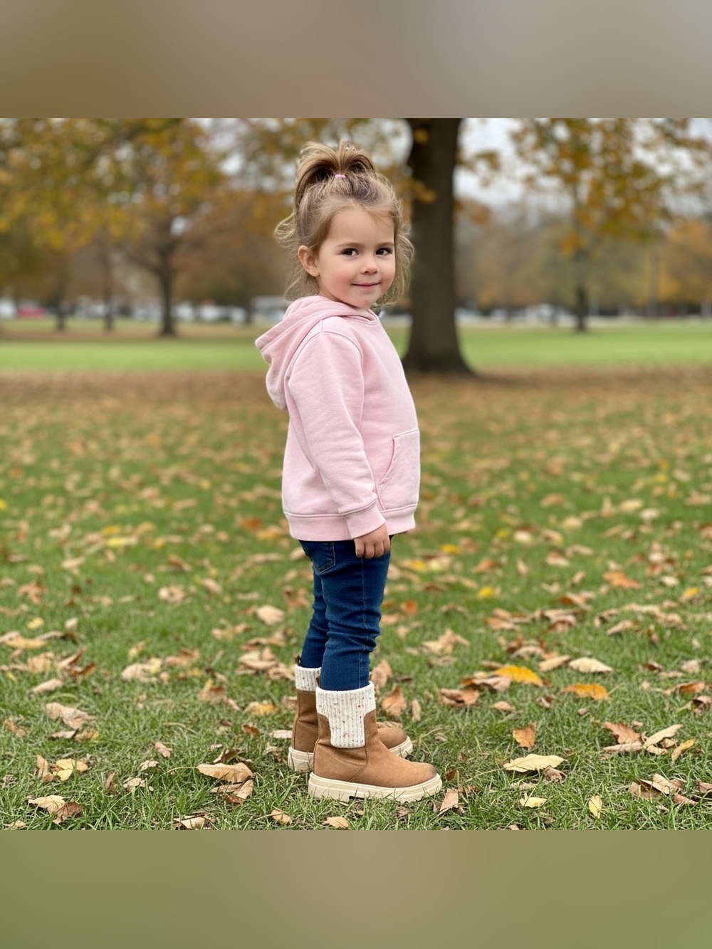 Girls Camel Faux Suede and Decorative Sweater Trim From Art Class